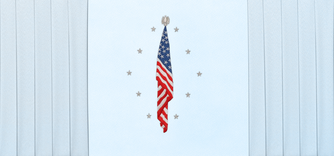 P 551 Cu BL Flag At Rest Blue Faux With Pleats